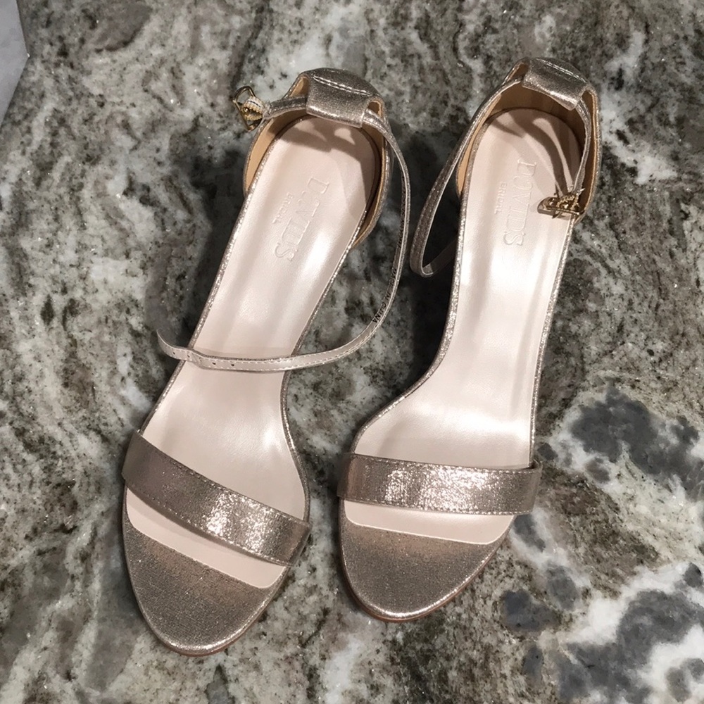 David Bridal Gold Metallic Heels.